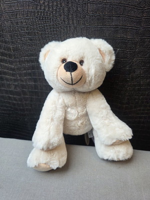 MiniFeet teddy bear, 100% recycled, with label, white