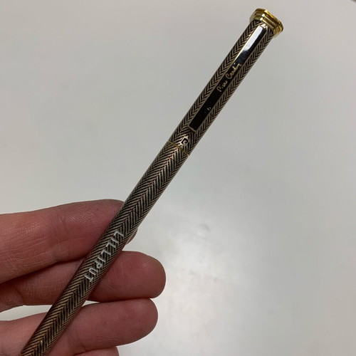 Pierre Cardin Lilliput pen used with herringbone pattern and gold details