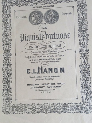 Le Pianist Virtuose 60 Exercises C.L.Hanon sheet music used, vintage