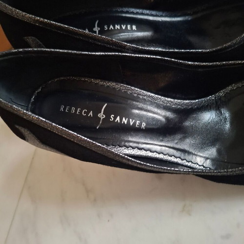 Γόβες Rebeca Sanver peep toe μέγεθος 39 μεταχειρισμένες, μαύρο δέρμα