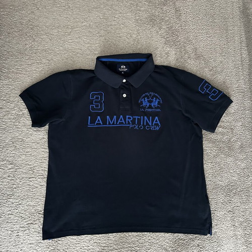 La Martina embroidered logo polo shirt, navy, XL