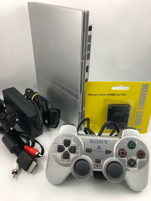 PlayStation 2 Slim SCPH 77004 refurbished set with controller and 128MB memory card