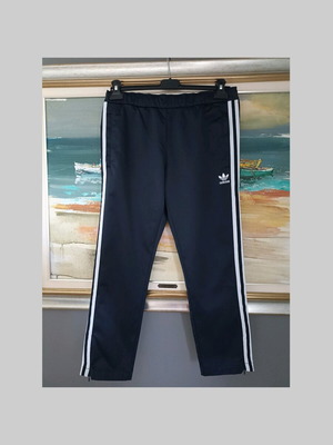Adidas slim fit pants dark blue satin like new