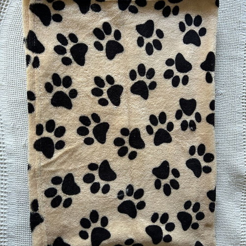 Pet blanket new, beige with black paw prints 70x105 cm