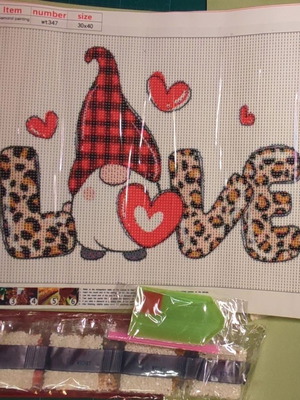 Diamond Painting Kit "Gnome Love" 30x40 cm, round drills