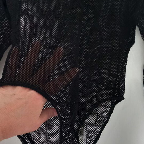 Mesh bodysuit new, elastic fabric, black, sizes M/L/XL