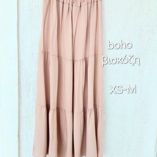 Beige-pink Italian maxi skirt, viscose, M/L