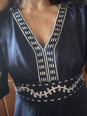 Monsoon blue dress like new, size 40, elegant embroidery
