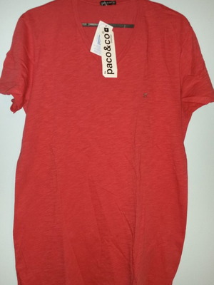 Ανδρικό T Shirt Paco & Co με V καινούργιο, μέγεθος XL, κόκκινο