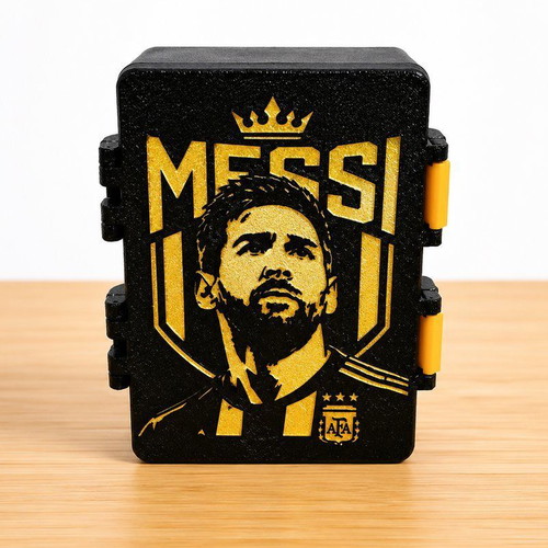 World Cup Player Card Storage Box, 3D Printed, Black and Gold