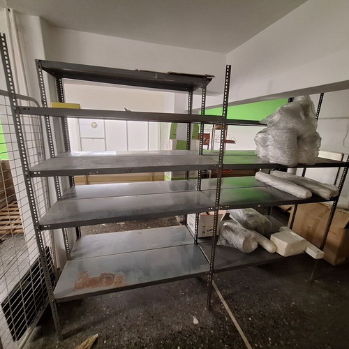 Dexion shelves used, 1.20m x 40cm and 2m x 90cm, 27 shelves total
