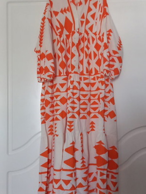 Maxi dress Ashilda like new, cotton, white and orange