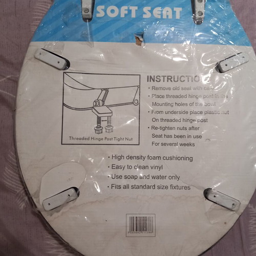 Toilet seat black soft leather-like for standard bowls, new