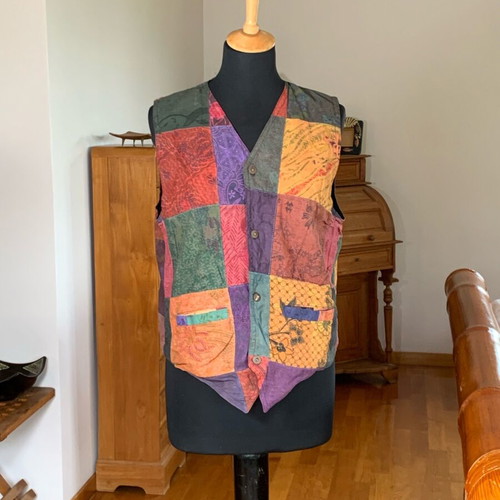 Vintage boho patchwork vest like new, unisex, one size