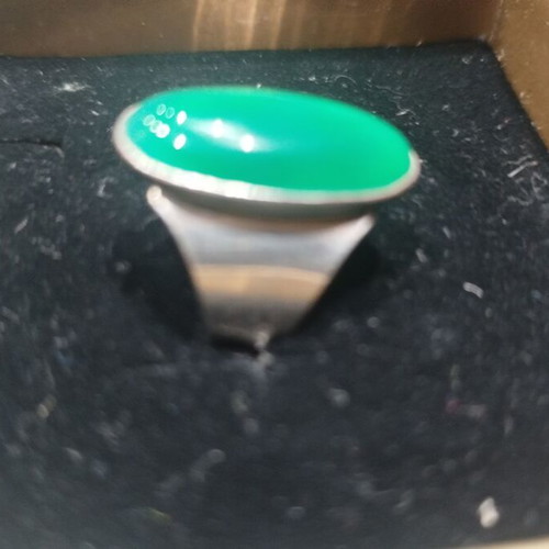 Ασημί 925 δαχτυλίδι με green agate σαν καινούργιο, μέγεθος 54