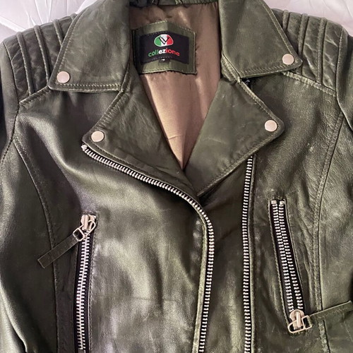 Italian leather jacket like new, green, size L