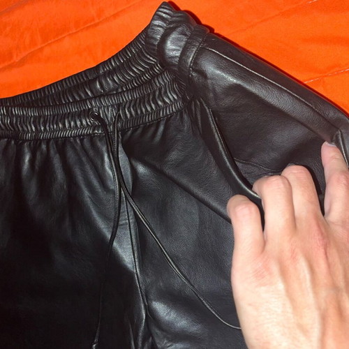 Zara faux leather wide leg pants, black, size L