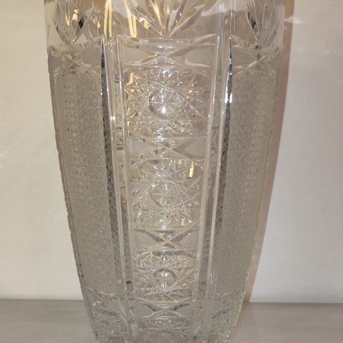 Bohemia Crystal Vase carved, handmade, like new