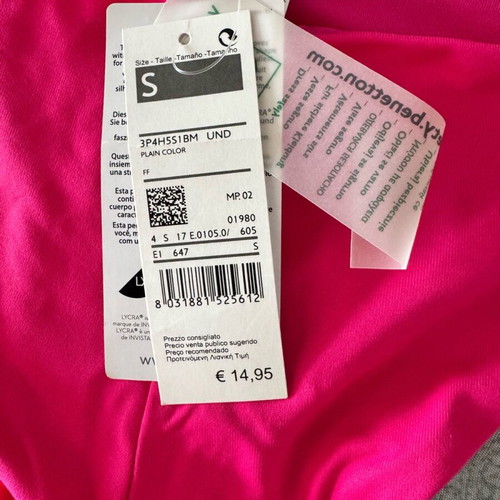 Benetton fuchsia-pink bikini bottom new, size S