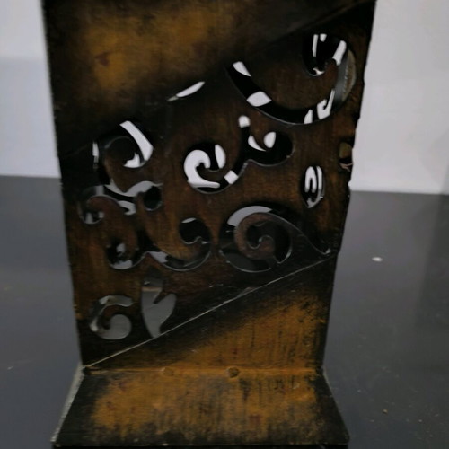 Metal decorative candle holder in bronze color like new