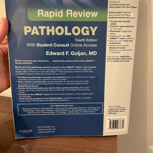 Rapid Review Pathology book used, Fourth Edition