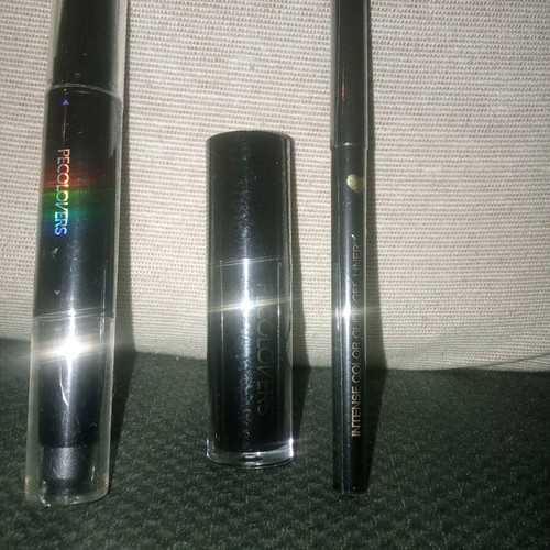 Dark set new with black lipstick, gel eyeshadow and eye pencil
