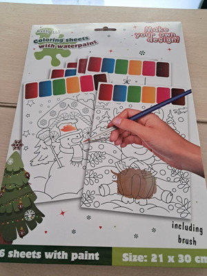 Painting set with colors and brush, 5 pieces, new