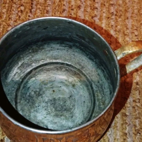 Islamic copper bowl used, hand engraved 19th century