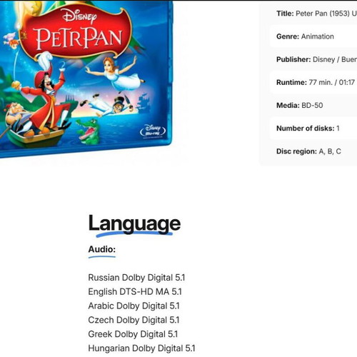PETER PAN / DISNEY (SEALED BLU-RAY)