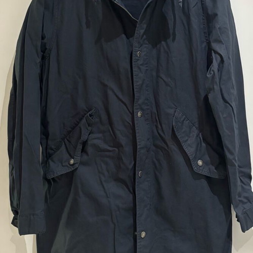 H&M men's blue parka jacket like new with hood and pockets size S