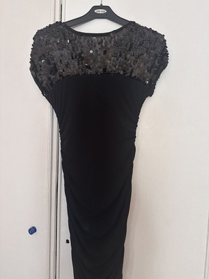 Evening dress Toi&Moi black with sequins and ruching like new, size S