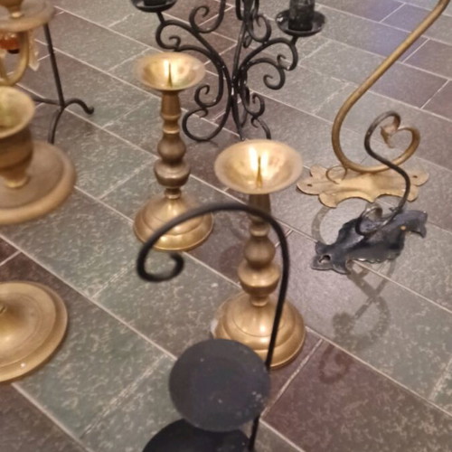 Candlesticks and lamp bases used, pack of 9 old pieces