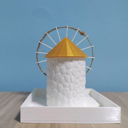 Milos Windmill Flowerpot 3D printed and hand painted
