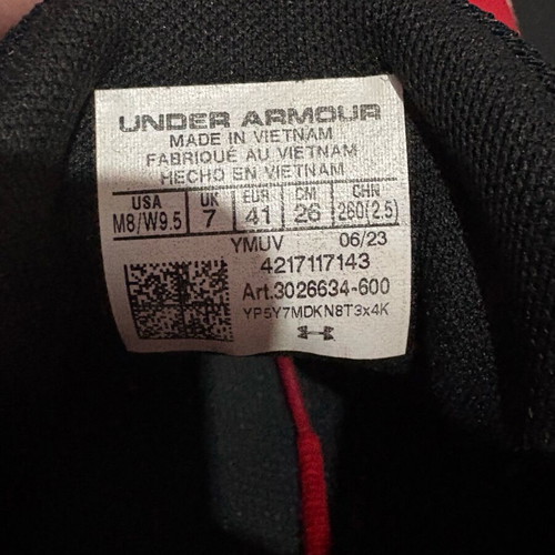 Under Armour basketball shoes used, black and red