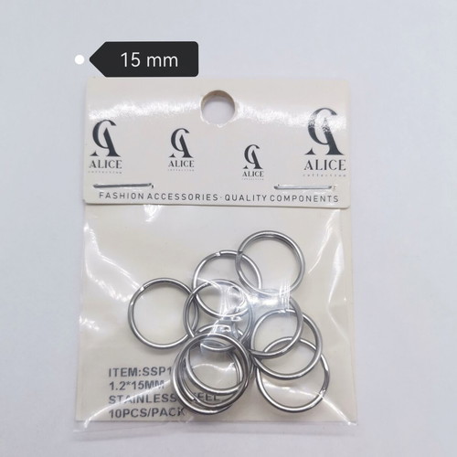 Key Rings 15mm Stainless Steel New, Pack of 10