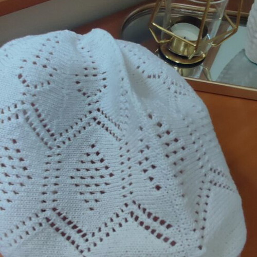 Knitted white skullcap hat, multipurpose casual sleep cap