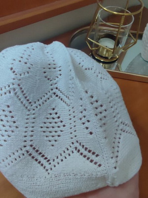 Knitted white skullcap hat, multipurpose casual sleep cap