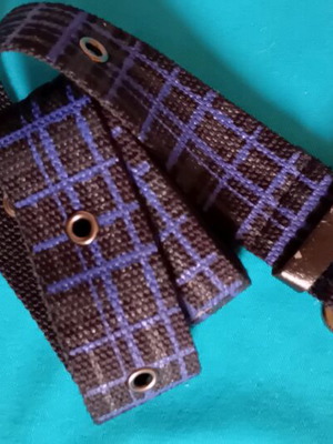 Children's blue checkered belt new, adjustable