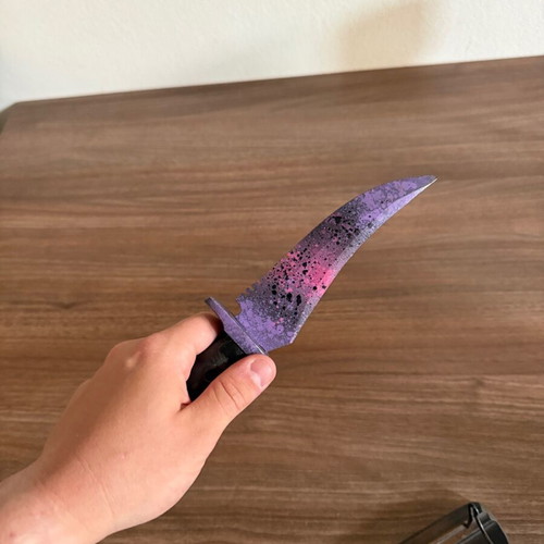 Custom decorative knife with wooden stand made of olive wood handmade