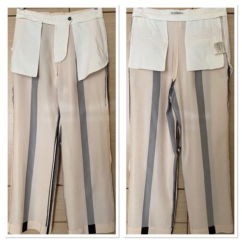 Acne Studios pants size 38 FR/42 IT like new, linen and viscose cream with black stripes
