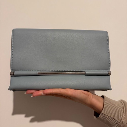 Topshop women's handbag new, blue with detachable silver strap 27x16