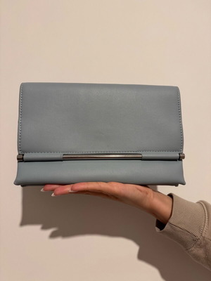 Topshop women's handbag new, blue with detachable silver strap 27x16
