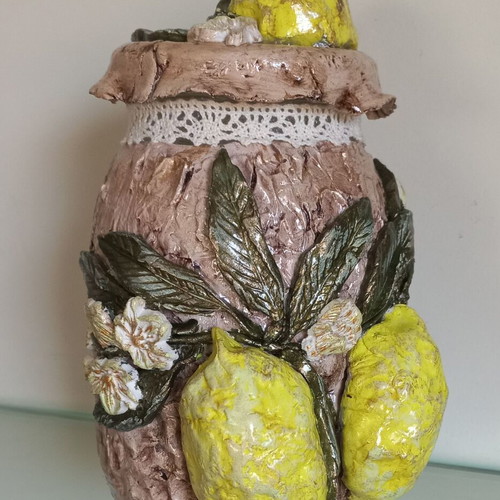 Decorative vase new with handmade lemons 18×10 cm