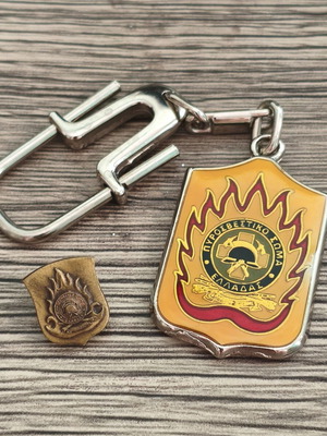 Fire Department Keychain and Pin set like new