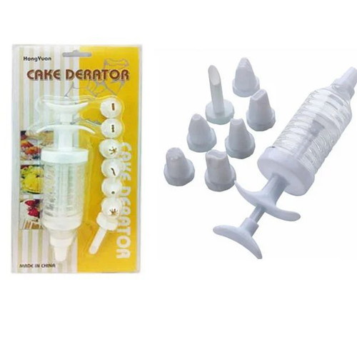 Cake decorating piping syringe new with 8 nozzles