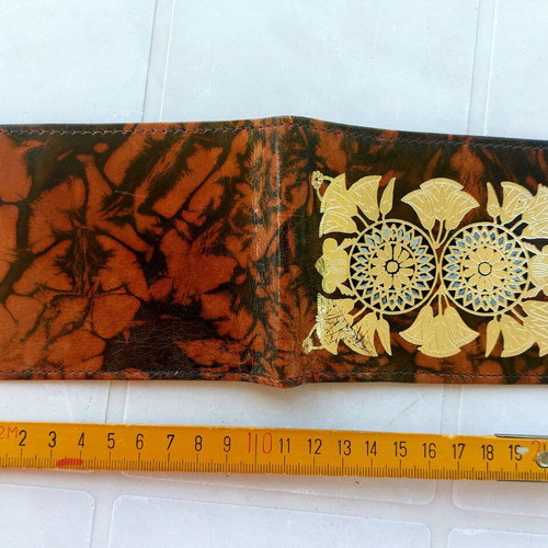 Vintage men's wallet A To Z Greek, like new, brown with gold Egypt design