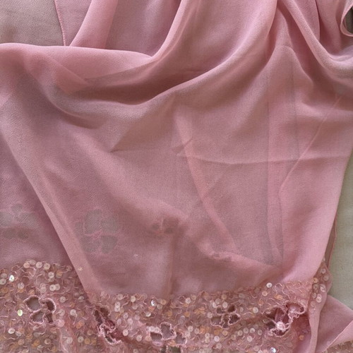 Silk scarf with embroidery, pink