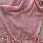 Silk scarf with embroidery, pink