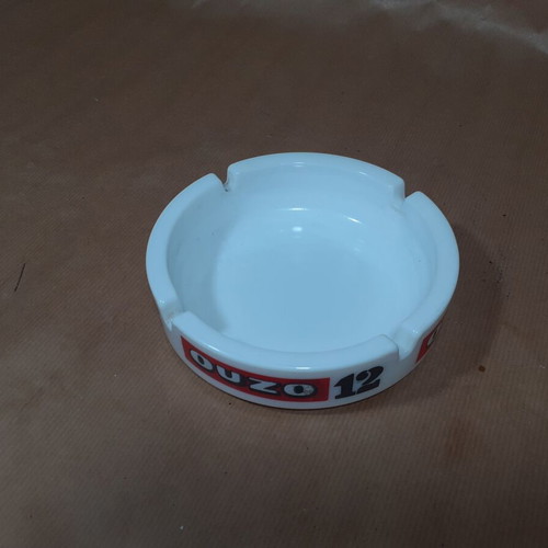 Ouzo 12 ashtray used, white