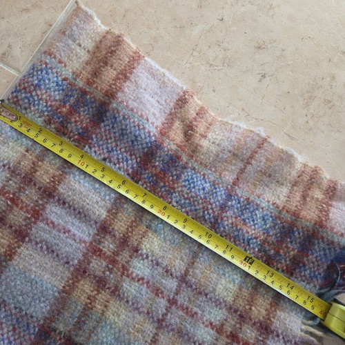 Vintage Pastel Plaid Wool Throw Blanket used with Fringed Edges
